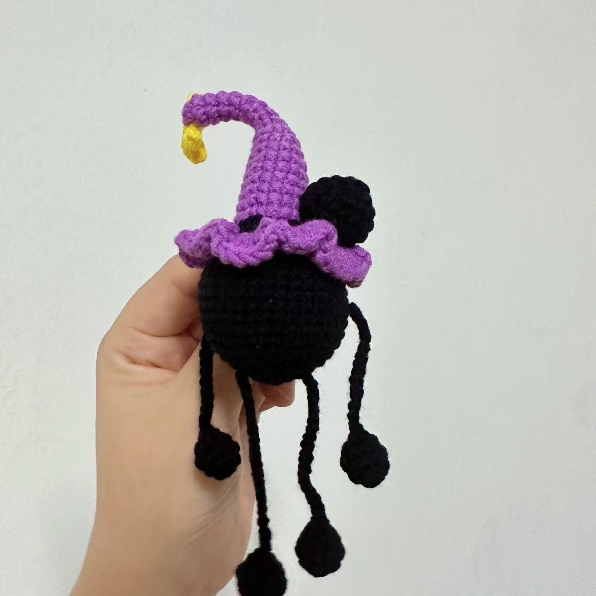 Handmade Crochet Witchy Soot Sprite Plush - Funny Big-Eyed Wizard Monster Doll, Quirky Desk Companion Gag Gift
