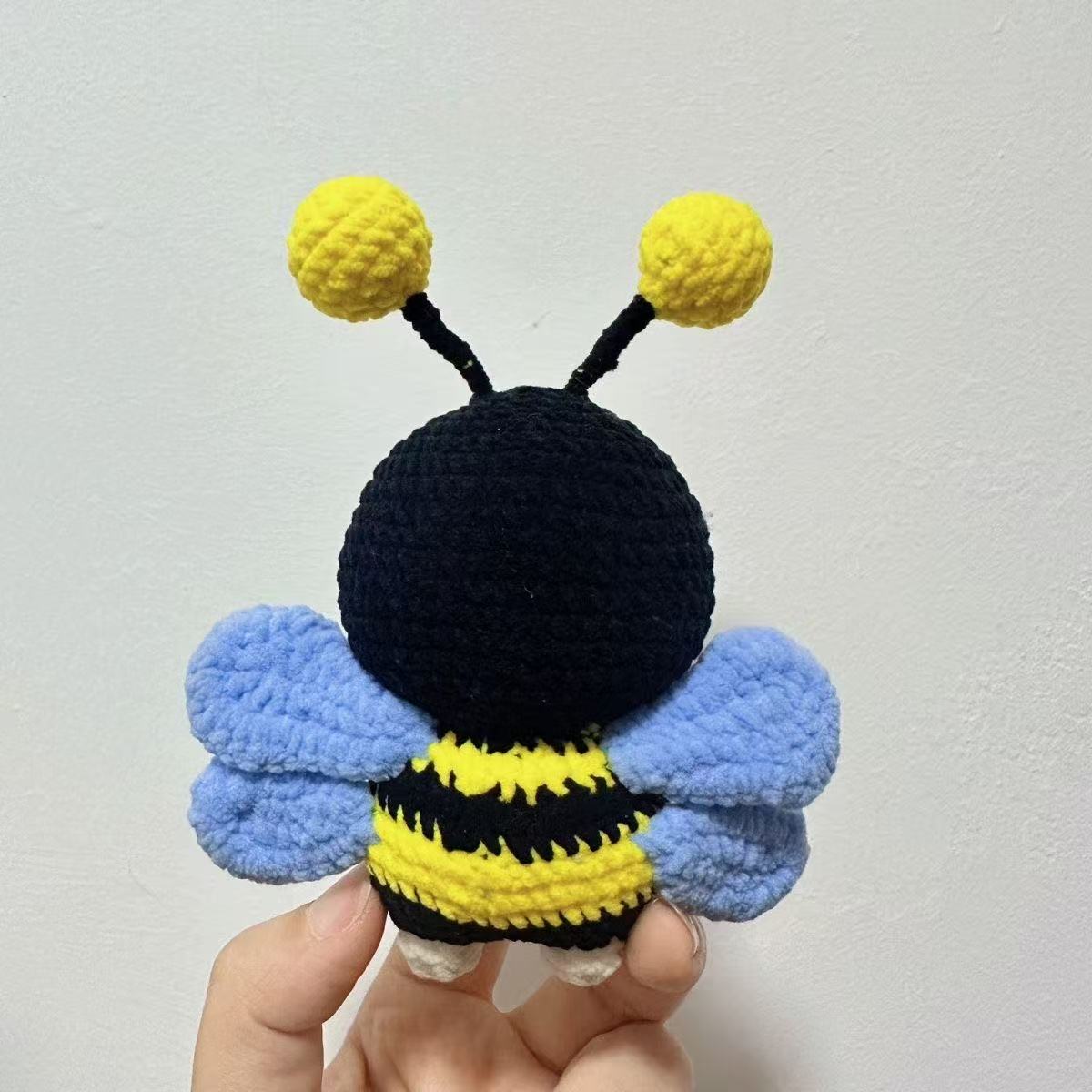 Handmade Crochet Derpy Bumblebee Plush - Funny Ugly-Cute Big Lips Bee Doll, Quirky Desk Ornament Gag Gift