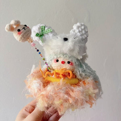 Hand-crocheted, high-quality, heavy-duty pig girl doll figurine – a popular gift for friends or besties.