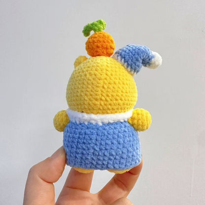 Handmade Crochet Cozy Capybara/Duck Doll - Sleeping Hat & Carrot Topper, Kawaii Desk Plushie Gift