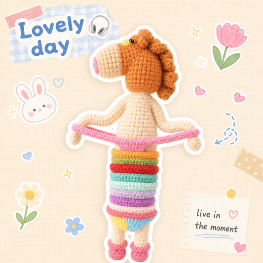 Handmade Crochet Funny Sassy Horse Doll - Quirky Absurdist Horseman Lifting Pants Plushie, Meme Desk Toy Gag Gift