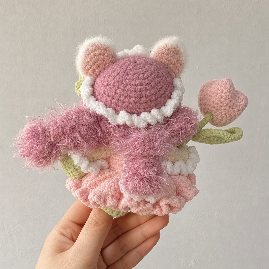 amigurumi Finished crocheted cute magnetic pig girl DIY knitted ornaments, handmade knitted gifts, dolls